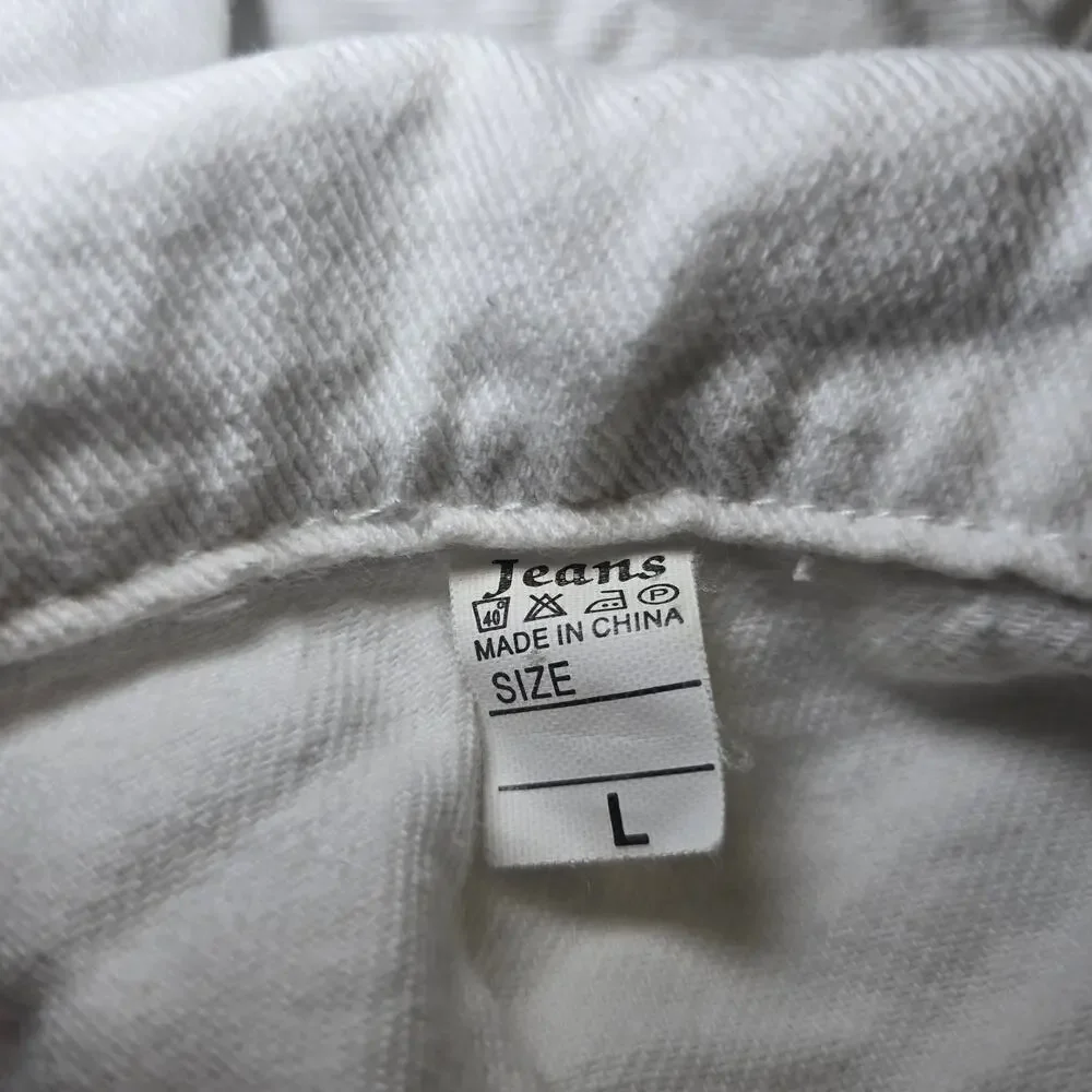 Women's White Denim Jacket Classic Trucker Jean Jacket Cotton Blend Size L